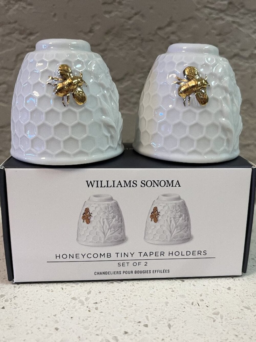 Williams Sonoma Honeycomb Tiny Taper Holders Set of 2